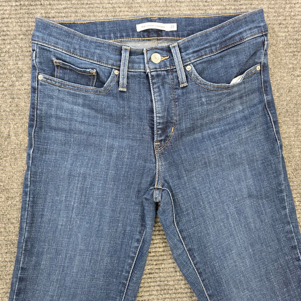Levi's 314 Shaping Straight Jeans Womens 27x30 Blue Stretch Mid Rise - Picture 4 of 9